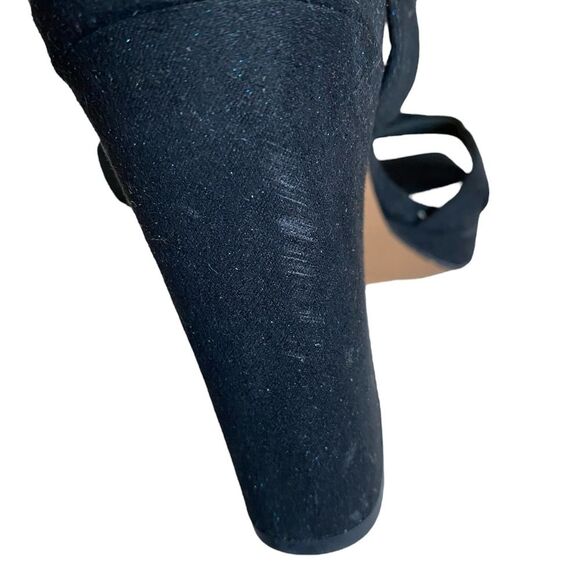 NEW Franco Sarto Damalis Platform Sandals Size 6.5 Heels in Black Galaxy Sparkle - Picture 15 of 16